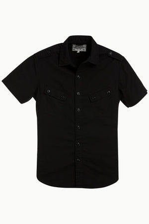 Military Style Twill Shirt With Epaulets