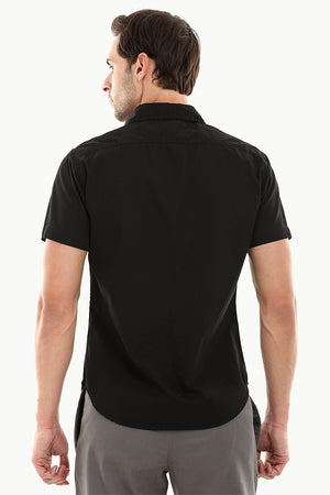Military Style Twill Shirt With Epaulets