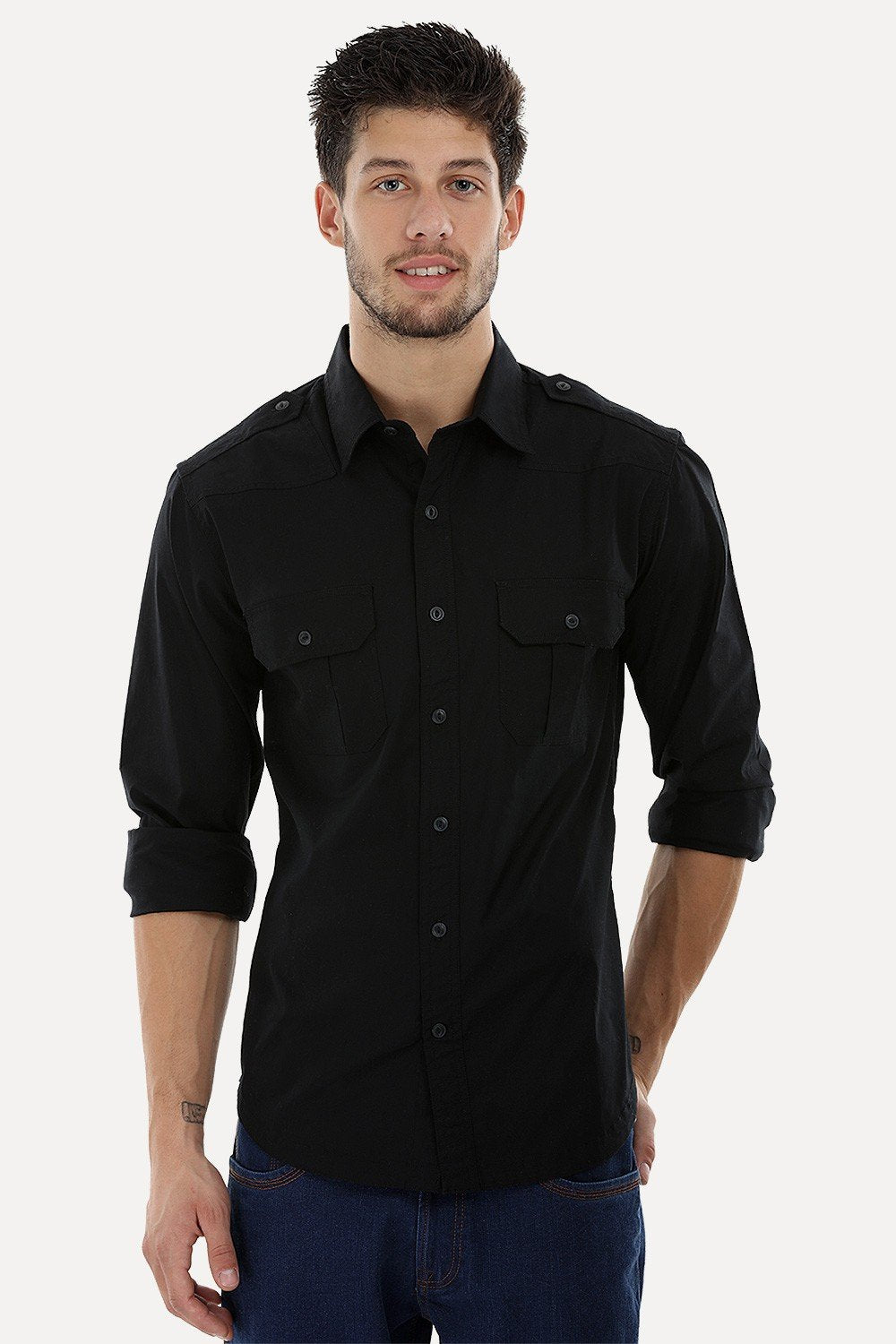 Army Styled Stretchable Shirt - Main Image