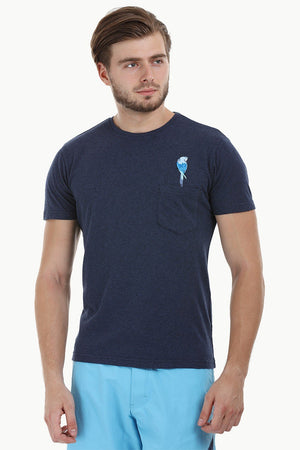 Navy Parrot Embroidered T-Shirt