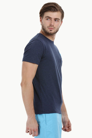 Navy Parrot Embroidered T-Shirt
