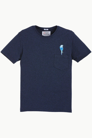 Navy Parrot Embroidered T-Shirt