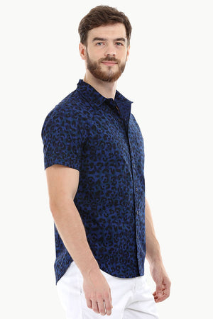 Navy Printed Holiday Shirt