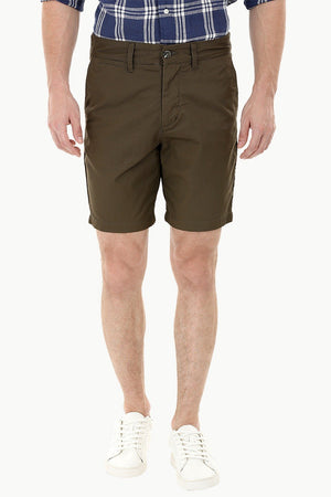 Olive Green Twill Chino Shorts