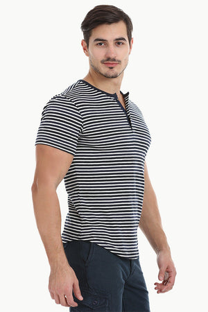 Striped Henley With Oval Bottom