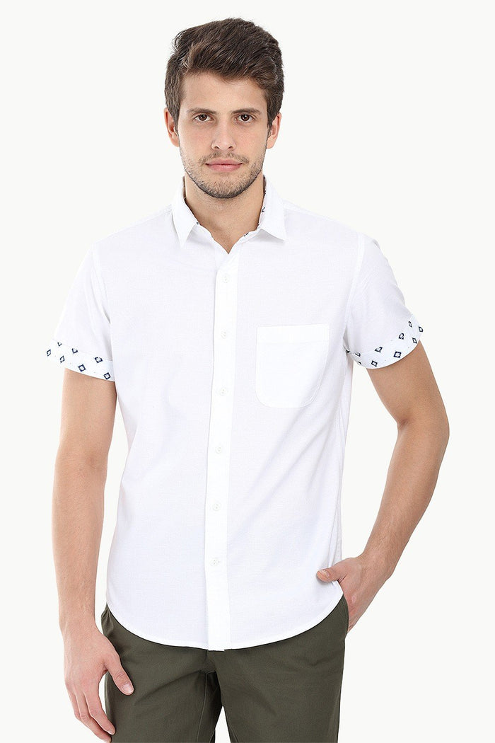 Oxford Ikat Print Detail Shirt