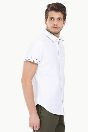 Oxford Ikat Print Detail Shirt