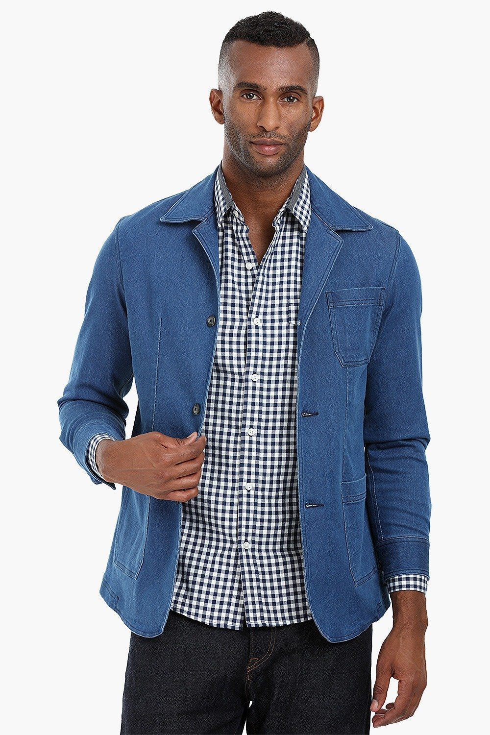Patch Pocket Indigo Denim Jacket - Main Image