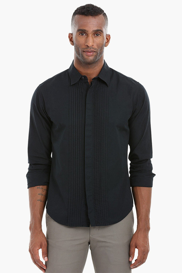 Tuxedo Styled Pintuck Shirt