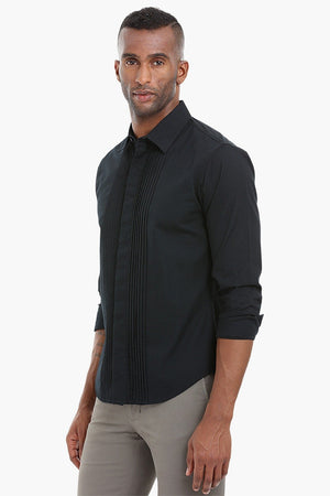 Tuxedo Styled Pintuck Shirt