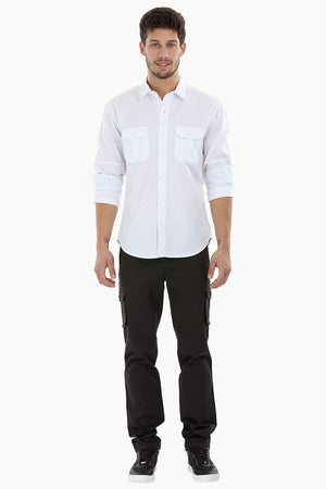 Solid Shirt with Pleated Pockets