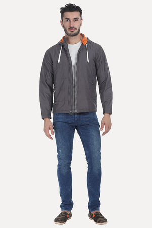 Solid Poly Padded Full Sleeves Jacket
