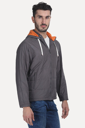 Solid Poly Padded Full Sleeves Jacket