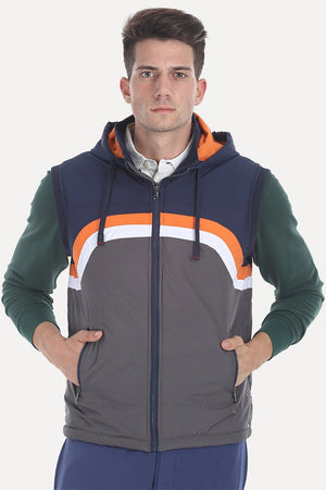 Padded Poly Sleeveless Hooded Jacket