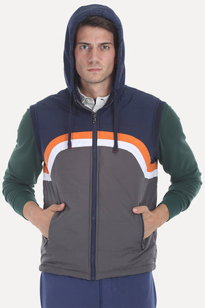 Padded Poly Sleeveless Hooded Jacket