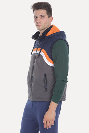 Padded Poly Sleeveless Hooded Jacket