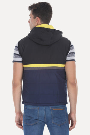 Padded Poly Sleeveless Hooded Jacket