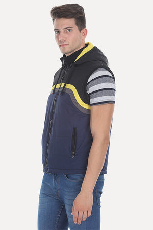 Padded Poly Sleeveless Hooded Jacket