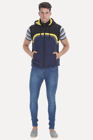 Padded Poly Sleeveless Hooded Jacket