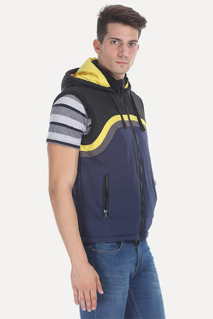 Padded Poly Sleeveless Hooded Jacket