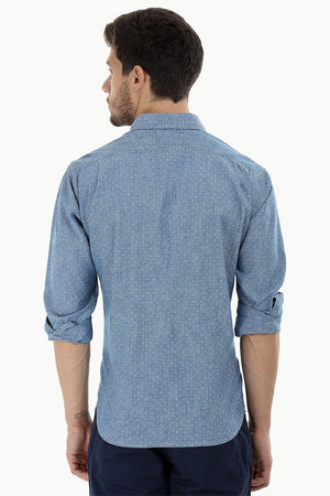 Cotton Chambray Printed Shirt