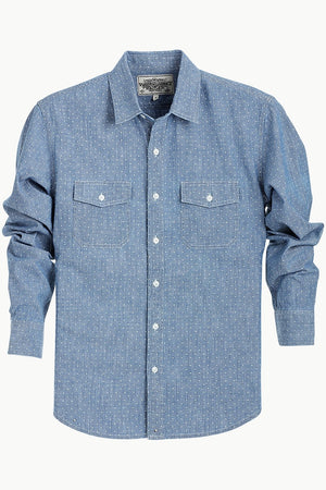 Printed Cotton Indigo Denim Shirt