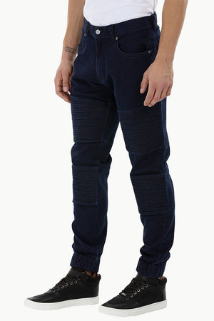 Quilted Panel Denim Jogger Pants