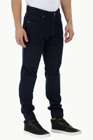 Quilted Panel Denim Jogger Pants