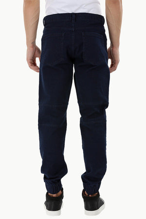 Quilted Panel Denim Jogger Pants