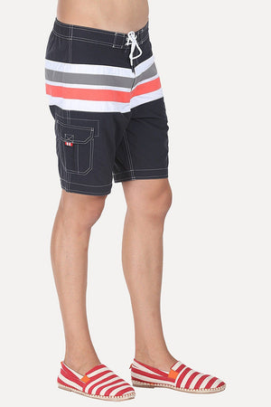 Multiple Stripe Nylon Quick-Dry Board Shorts