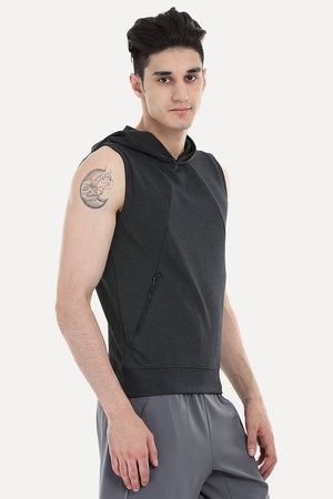 Stretch Cotton Poly Blend Sleeveless Performance Wear Hoodie