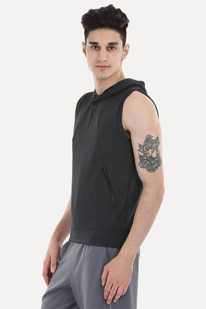 Stretch Cotton Poly Blend Sleeveless Performance Wear Hoodie
