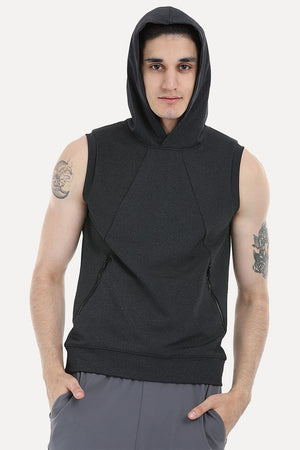 Stretch Cotton Poly Blend Sleeveless Performance Wear Hoodie