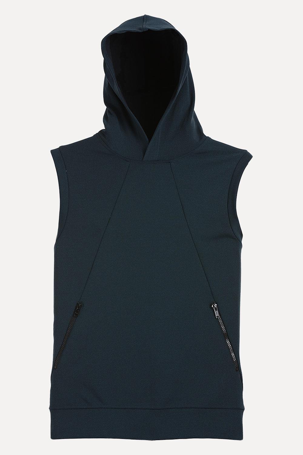 Buy Online Dark Green Heather Dri Best Sleeveless Sweat Hoodie for