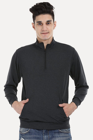 Black Heather Zipper Performance Wear Sweat