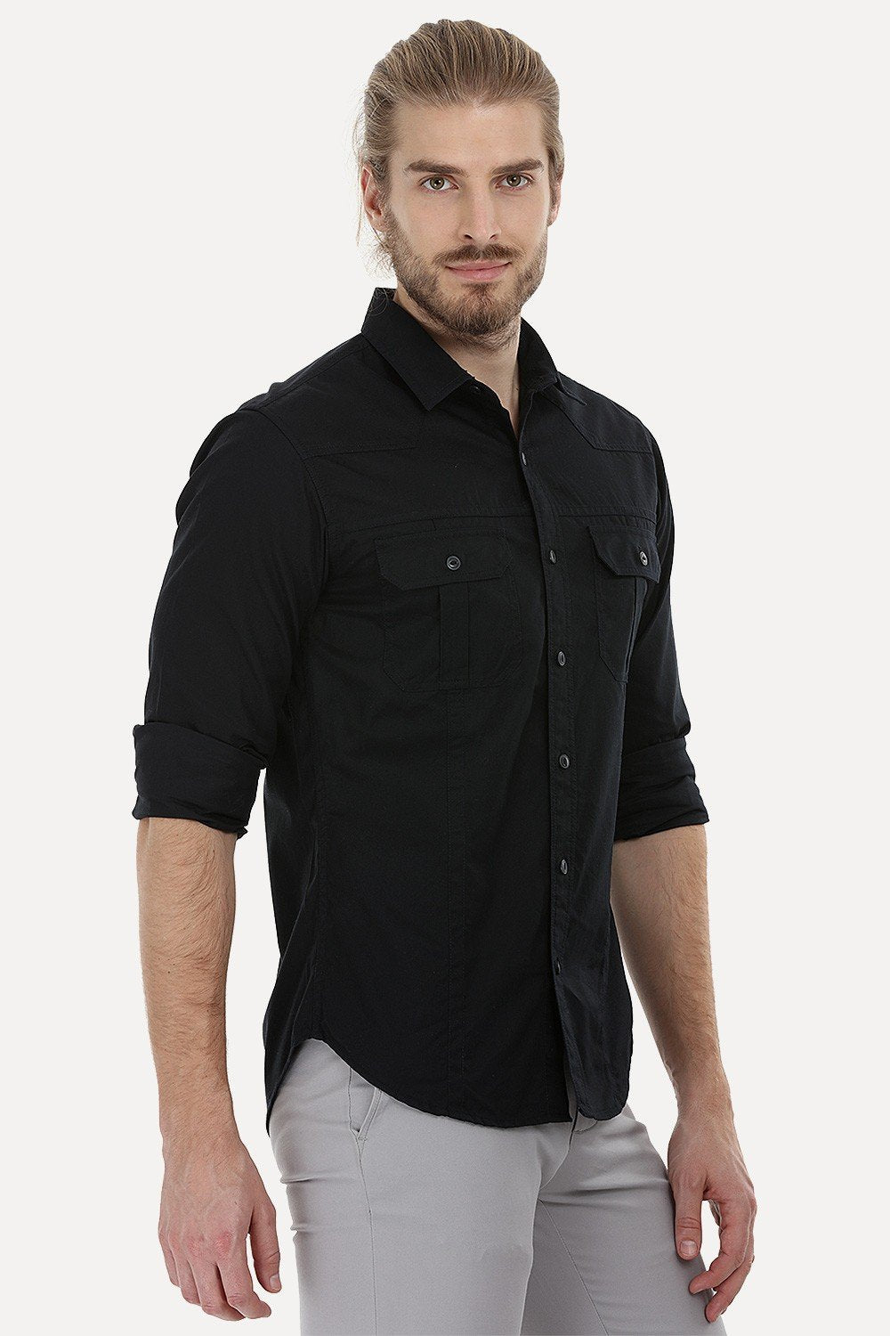 Close Up of a Man in Classic Blue Jeans Trousers with a Hand in the Pocket  and Black Shirt Against Black Background. Male Casual Stock Image - Image  of design, male: 158069497