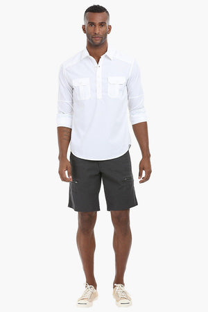 Side Zipper Cotton Shorts