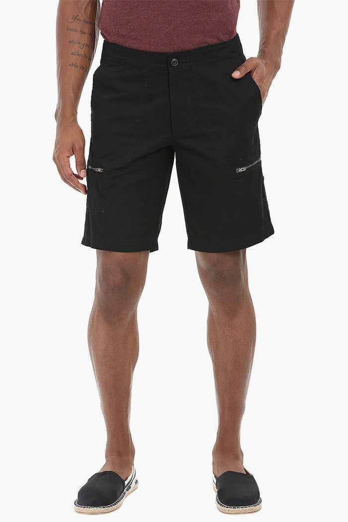 Side Zipper Cotton Shorts