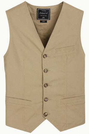 Sleeveless Lapel Khaki Jacket