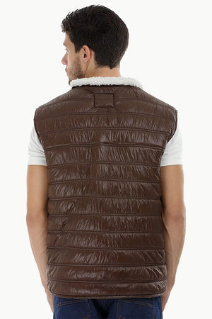 Sleeveless Quilted Jacket with Sherpa Lining