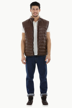 Sleeveless Quilted Jacket with Sherpa Lining