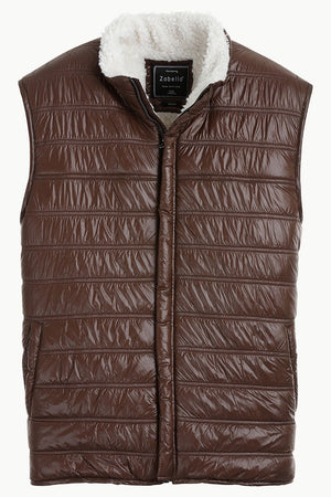 Sleeveless Quilted Jacket with Sherpa Lining