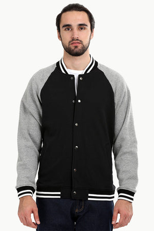 Snap Button Raglan Varsity Jacket