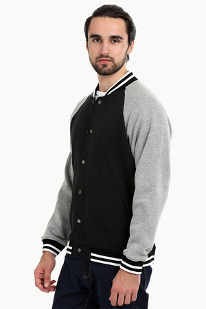 Snap Button Raglan Varsity Jacket