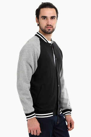 Snap Button Raglan Varsity Jacket