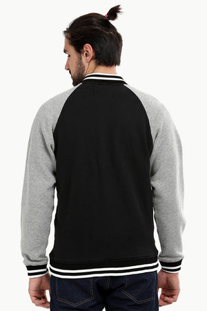 Snap Button Raglan Varsity Jacket