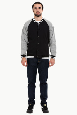 Snap Button Raglan Varsity Jacket