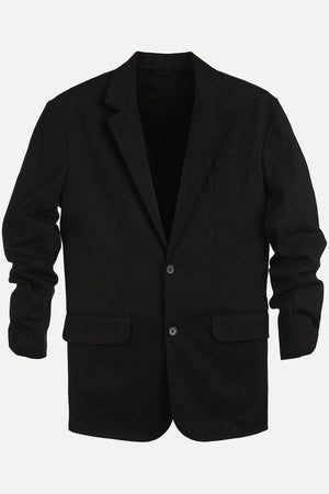 Solid Black Casual Blazer