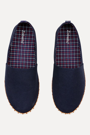 Solid Espadrilles with Checks Inside