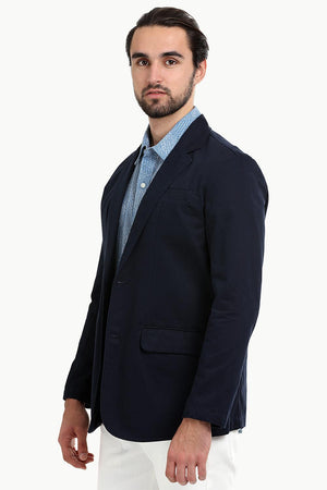 Solid Navy Unlined Casual Blazer